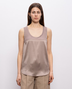 Brunello Cucinelli Бежевий топ із шовку з ланцюжком моніль M0C59E0600