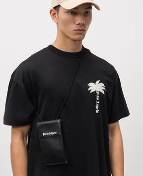 Palm Angels s Черный кожаный чехол для телефона с логотипом PMNV001F24LEA001