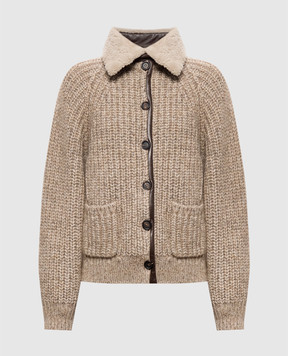 Brunello Cucinelli Бежевий кардиган з кашеміром MTP358106