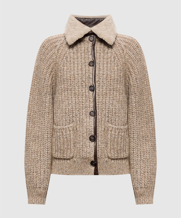 Brunello Cucinelli Бежевий кардиган з кашеміром MTP358106