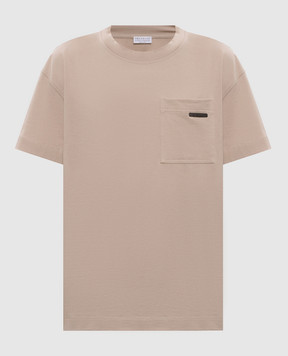 Brunello Cucinelli Бежева футболка з ланцюжком моніль M0T81EC710