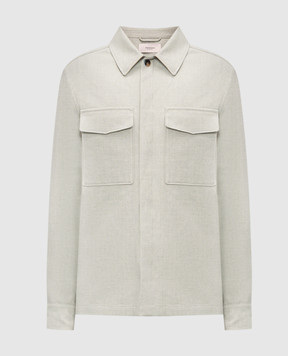 Agnona Зелена куртка в стилі сорочки з льону TS09U1YU3047