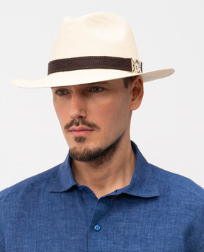 Stefano Ricci Бежевий солом'яний капелюх з емблемою MCV6100020GROAS