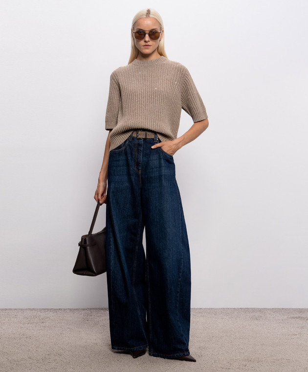 Brunello Cucinelli Бежевий в'язаний топ з кашеміру та вовни MBM753520 зображення 2