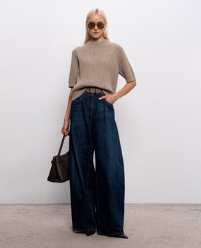 Brunello Cucinelli Бежевий в'язаний топ з кашеміру та вовни MBM753520