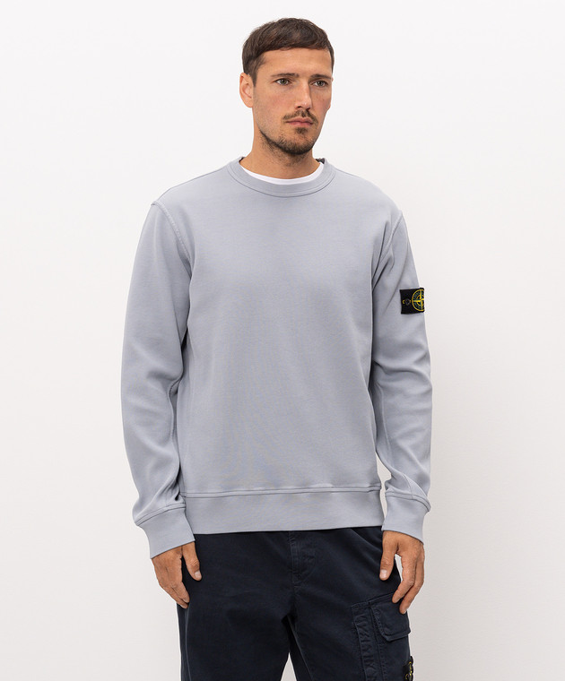 Stone Island Блакитний світшот в рубчик з патчем логотипа L2S156100017S0472 зображення 3