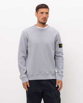 Stone Island Блакитний світшот в рубчик з патчем логотипа L2S156100017S0472