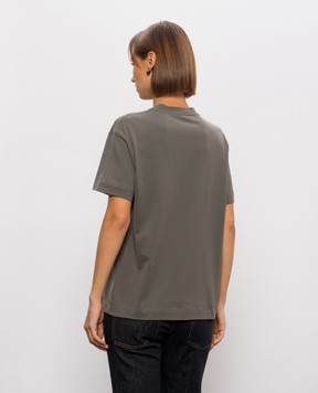 Brunello Cucinelli Футболка цвета хаки с цепочкой мониль M0T81B2M10