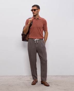 Brunello Cucinelli Красное поло с льном M2L00315