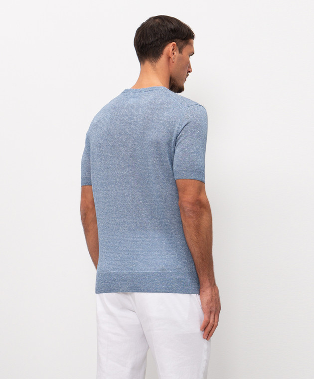 Cashmere&Whiskey Голубая футболка с льном MS003 изображение 4