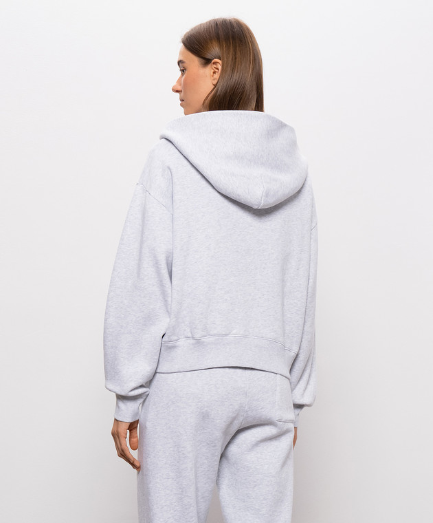 Sporty & Rich Серая утепленная меланжевая спортивная куртка с вышивкой логотипа ST10284300GY03w изображение 4