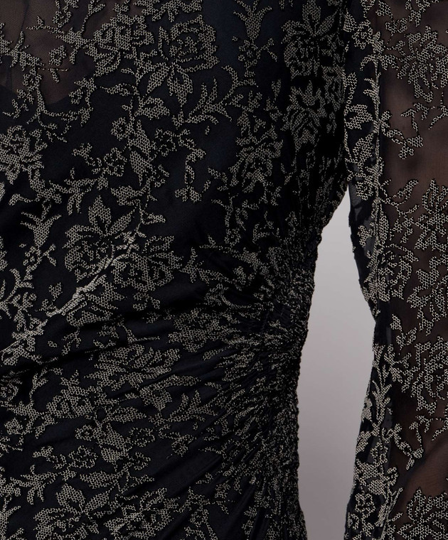 Ermanno Scervino Черное платье в цветочный узор D492Q361APWVX изображение 4