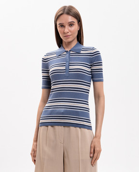 Max Mara Блакитний топ TALLERO із шовку та вовни в смужку MSTTALLERO