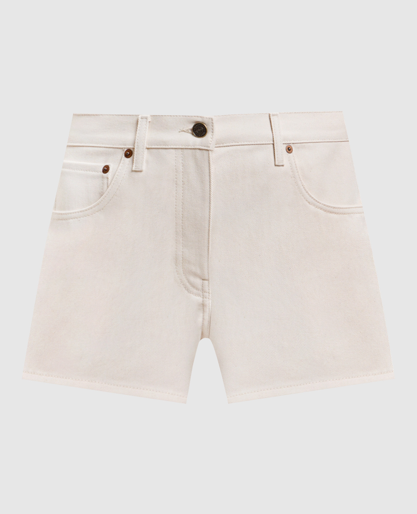 

Бежевые джинсовые шорты с патчем логотипа, Бежевый, Шорты