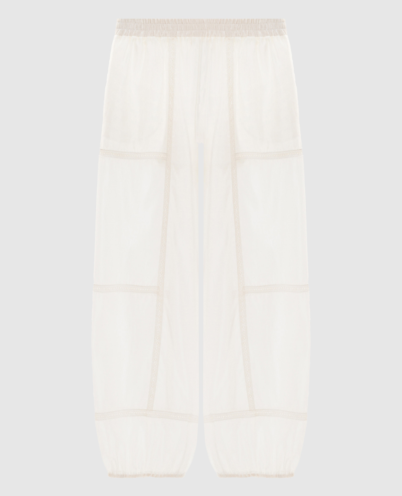 Білі джогери з мереживом