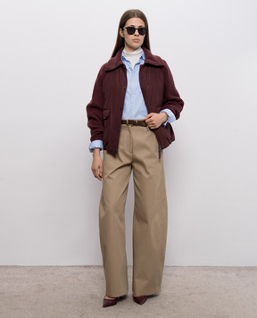 Brunello Cucinelli Бордовая пуховая куртка с шерстью и кашемиром MH5257294P