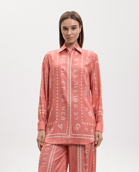 Balmain Розовая блуза в брендовый принт GF0HS435VI92