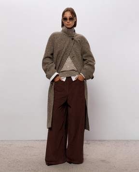 Brunello Cucinelli Коричневое пальто в узор MG5669766