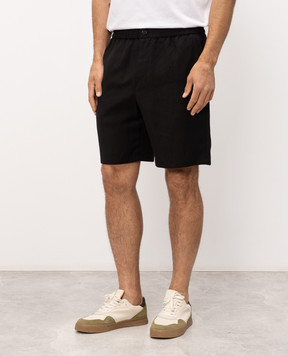 Ami Paris Черные шорты с льном HSO835VI0052