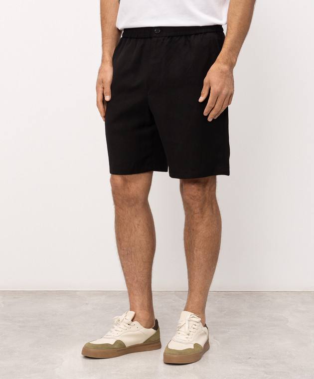 Ami Paris Чорні шорти з льоном HSO835VI0052 зображення 3