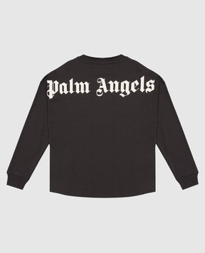 Palm Angels Дитячий чорний лонгслів з принтом логотипа F6PAJBTH013