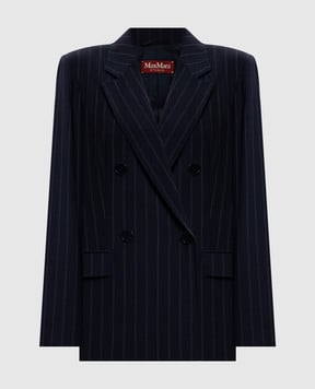 Max Mara Синий двубортный жакет ONAGRO из шерсти MSTONAGRO