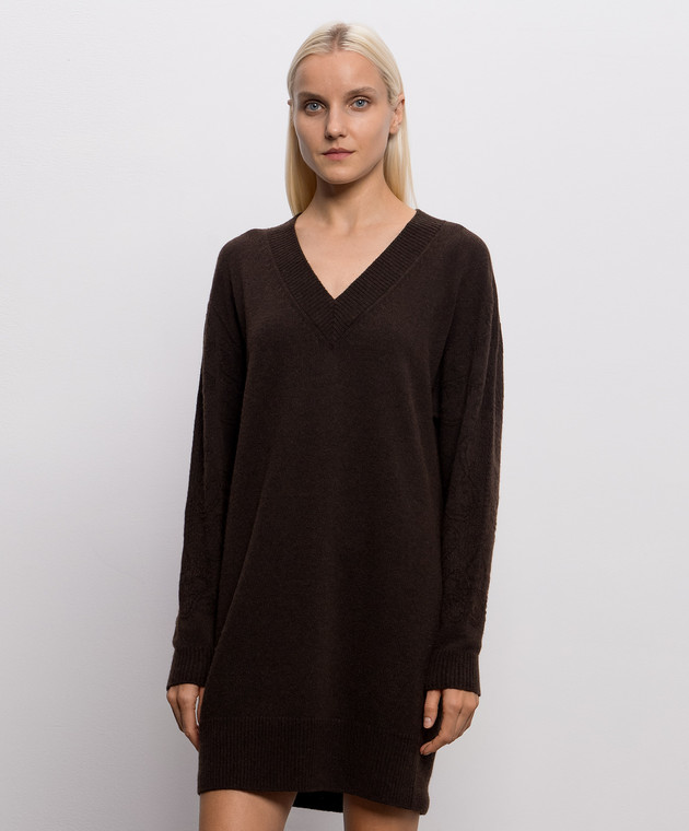 Twinset Коричнева сукня з вовною та кашеміром 262TP3551 зображення 3