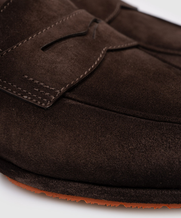 Santoni Коричневі лофери з нубуку з ефектом градієнта MCNG19298SI6SEAA зображення 5