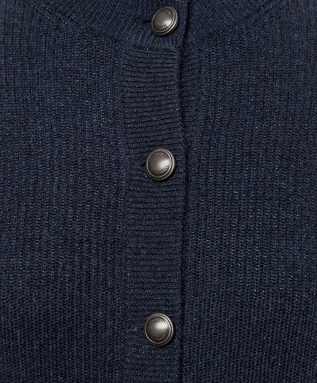 Brunello Cucinelli Синий кардиган с кашемиром с люрексом M1E224746 изображение 5