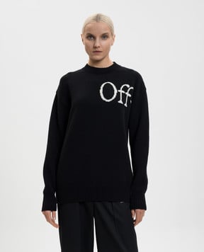 Off-White Черный свитер с шерстью с логотипом OFF OWHE10OF25KNI002