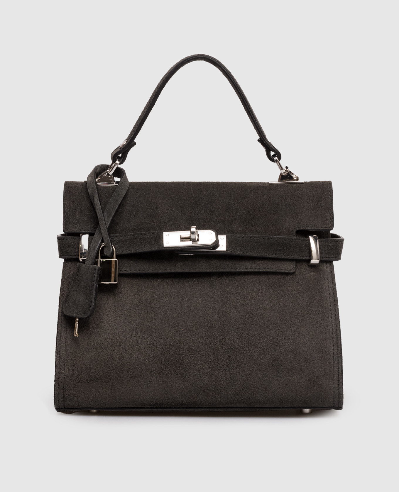 Серая замшевая сумка-сетчел Suede