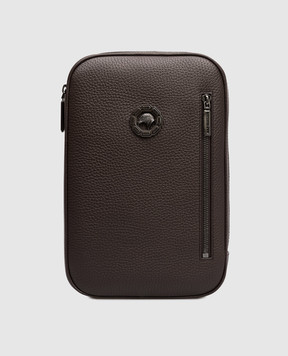 Stefano Ricci Коричнева шкіряна сумка-слінг з емблемою з рутенієвим покриттям ND200GUVD