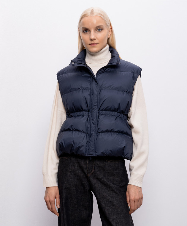 Brunello Cucinelli Синий пуховый жилет с цепочкой мониль MD5987612P изображение 3