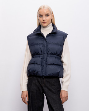 Brunello Cucinelli Синій пуховий жилет з ланцюжком моніль MD5987612P