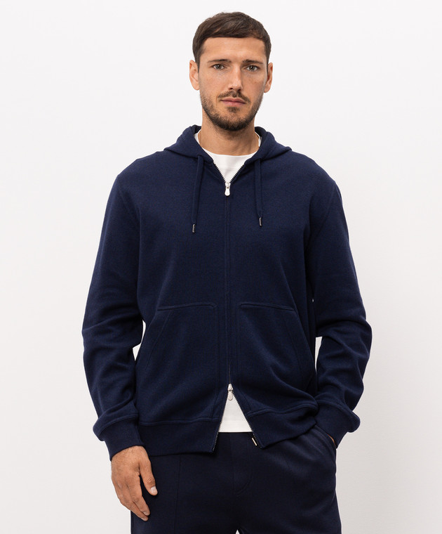 Brunello Cucinelli Темно-синя спортивна куртка з кашеміром MM8329069G зображення 2