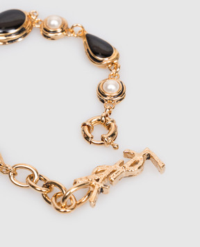 Saint Laurent Золотой браслет с фианитами A002H8Y15E2
