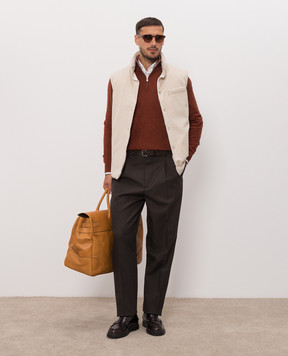 Brunello Cucinelli Бежевый пуховый жилет из шерсти MM4701775