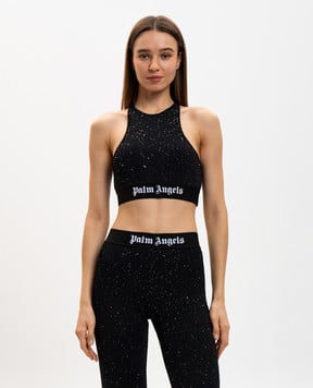 Palm Angels s Чорний топ Soiree в паєтки з логотипом PWHT001E23KNI001