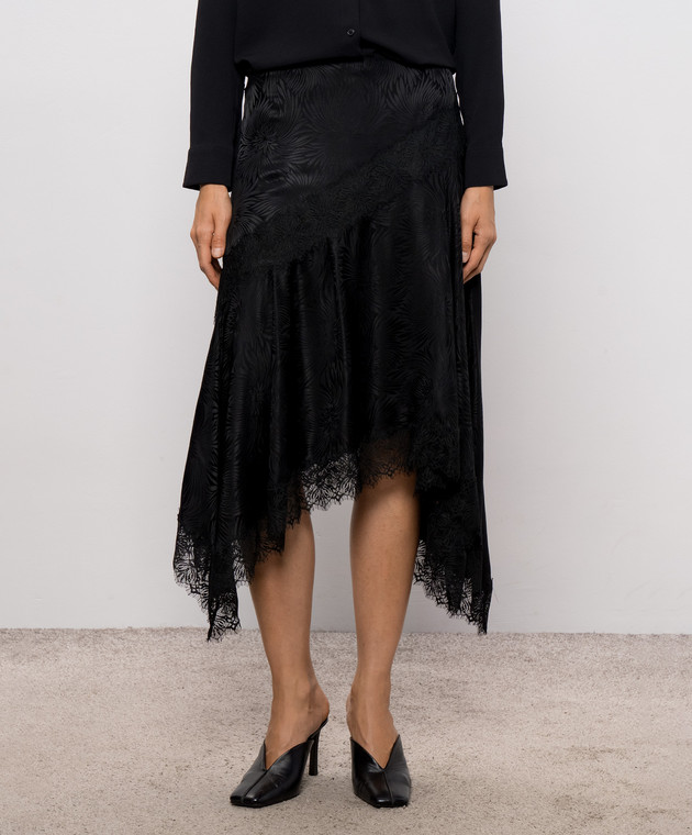 3.1 Phillip Lim Черная юбка с шелком в принт F26136282FAS изображение 3