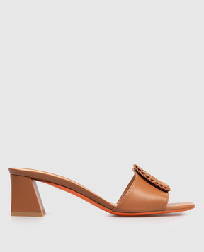 Santoni Коричневі шкіряні мюлі з пряжкою WHNA72080HA2NWKE