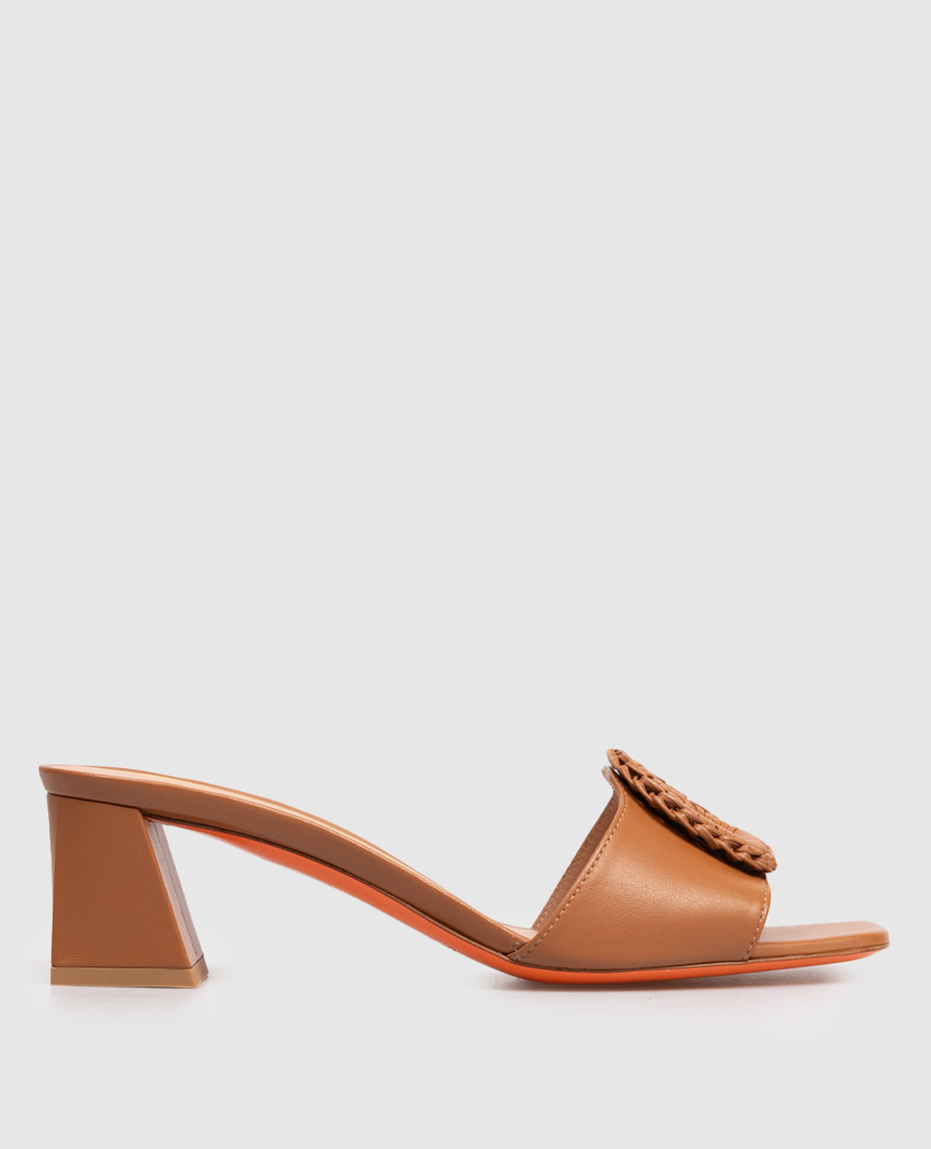 Коричневые кожаные мюли с пряжкой