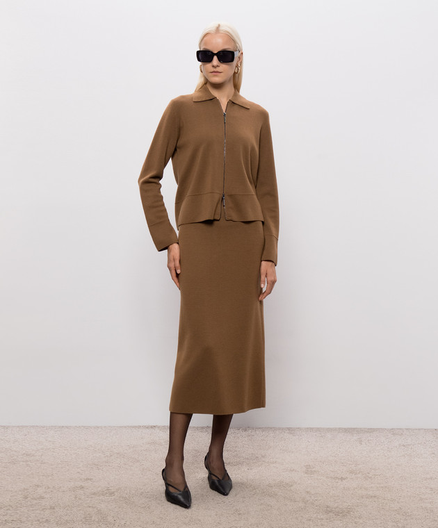 Max Mara Коричневый кардиган из шерсти MMLSNACK изображение 2