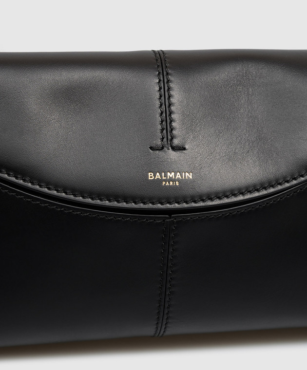 Balmain Чорна шкіряна сумка-трапеція 64-83 HN0BL096LMRK зображення 4