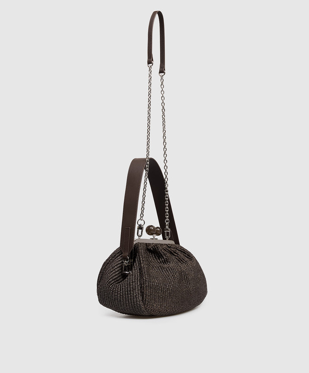 Max Mara Weekend Коричневая плетеная сумка Pasticcino из рафии WKAFORTUNA изображение 3