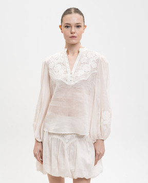 Twinset Белая блуза с цветочной вышивкой 261TT2291