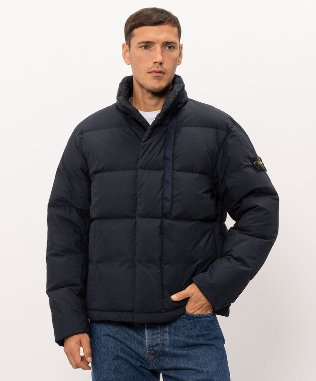 Stone Island Синий пуховик с логотипом патча L2S154100046S0462 изображение 3