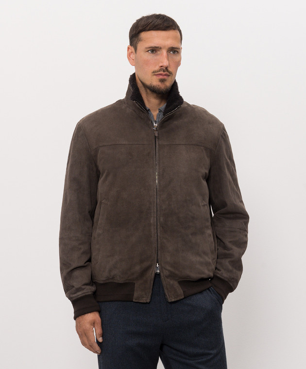 Canali Коричневая замшевая куртка LE00298O70509 изображение 3