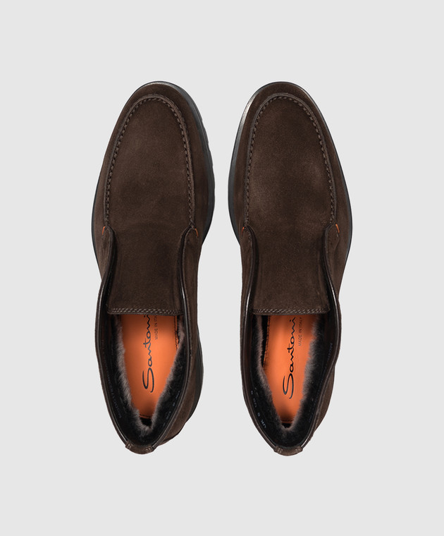Santoni Коричневые замшевые дезерты на меху MGDC17823NEOASEY изображение 4