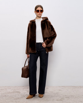 Babe Pay Pls Коричневая двусторонняя дубленка с капюшоном 2536MERINO