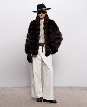 Brunello Cucinelli Джинсы цвета айвори с цепочкой мониль M0H81P4075